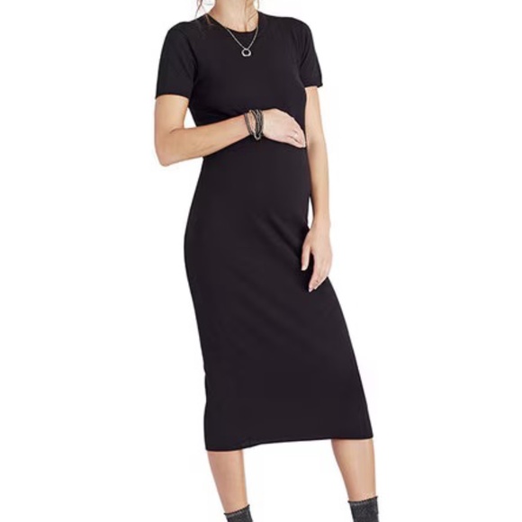 Hatch Maternity Eliza Lightweight Knit T-Shirt Maternity Short Sleeve Black XS - Picture 3 of 11